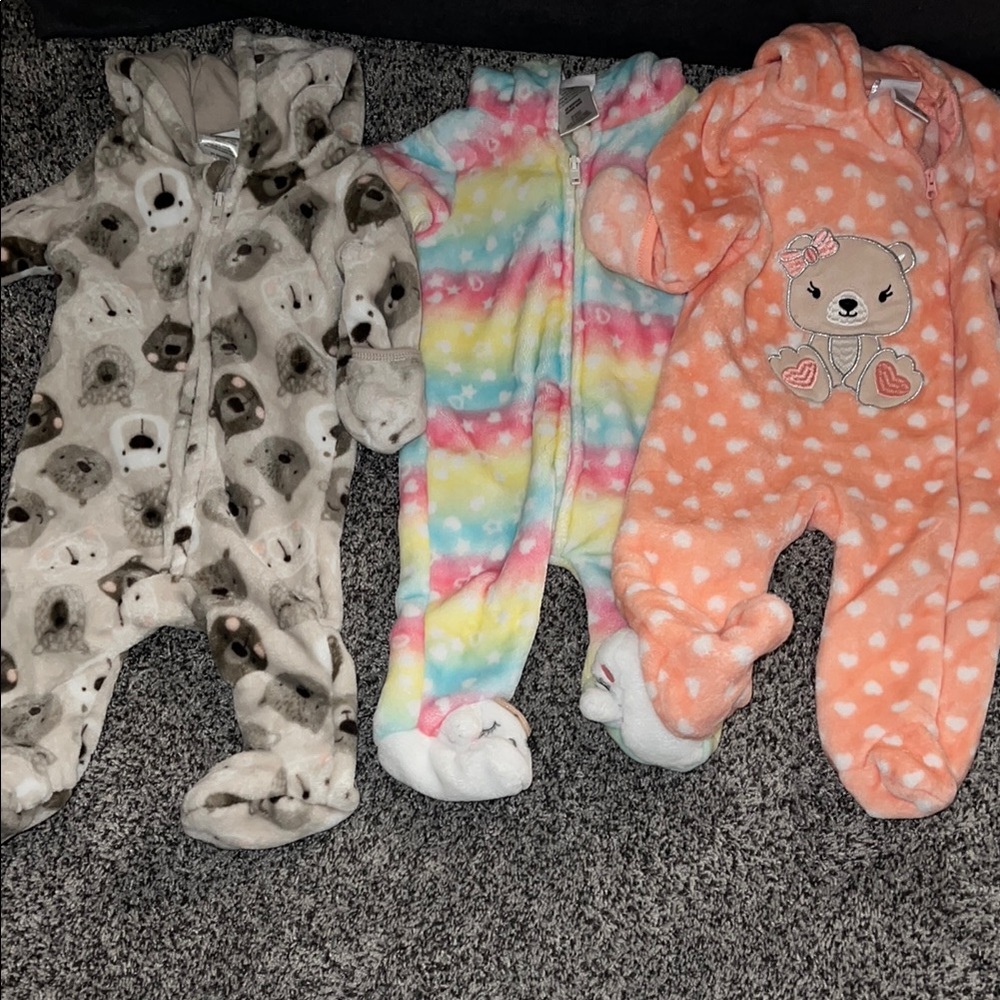 3/6 Months Cozy Kids One Piece Set - Multicolor, Orange, and Gray